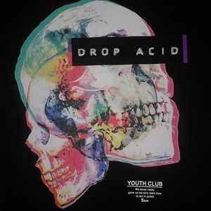 Rare Black 5cm Drop Acid Psychedelic Skull Graphic